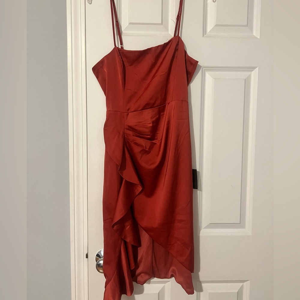 Lulus Like What You See Sage Satin Asymmetrical Ruffled Midi Dress